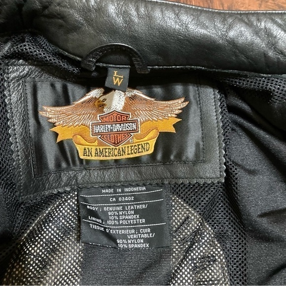 HARLEY DAVIDSON biker riding jacket heavy duty leather trimmed Large - Picture 4 of 14